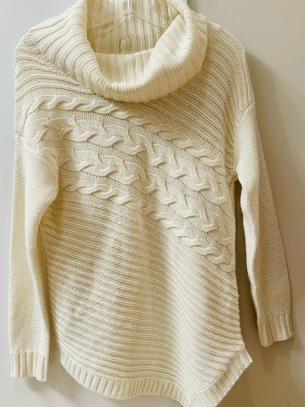 New York & Company Cream Cable Turtleneck Sweater